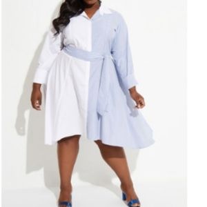 Striped Panel Shirtdress Size 10